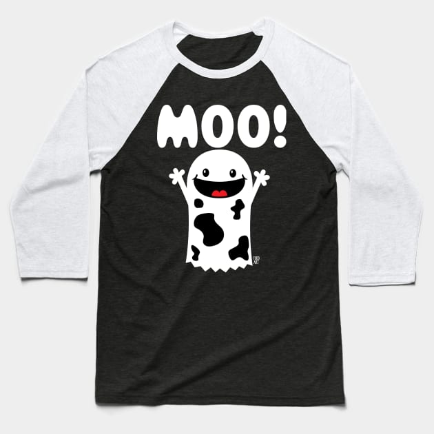 BOO MOO Baseball T-Shirt by toddgoldmanart